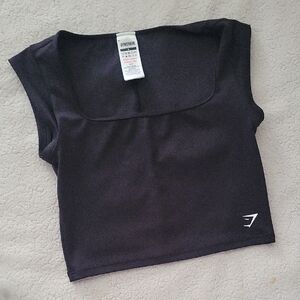 Gymshark Women's Black Crop Top Square Neck Small